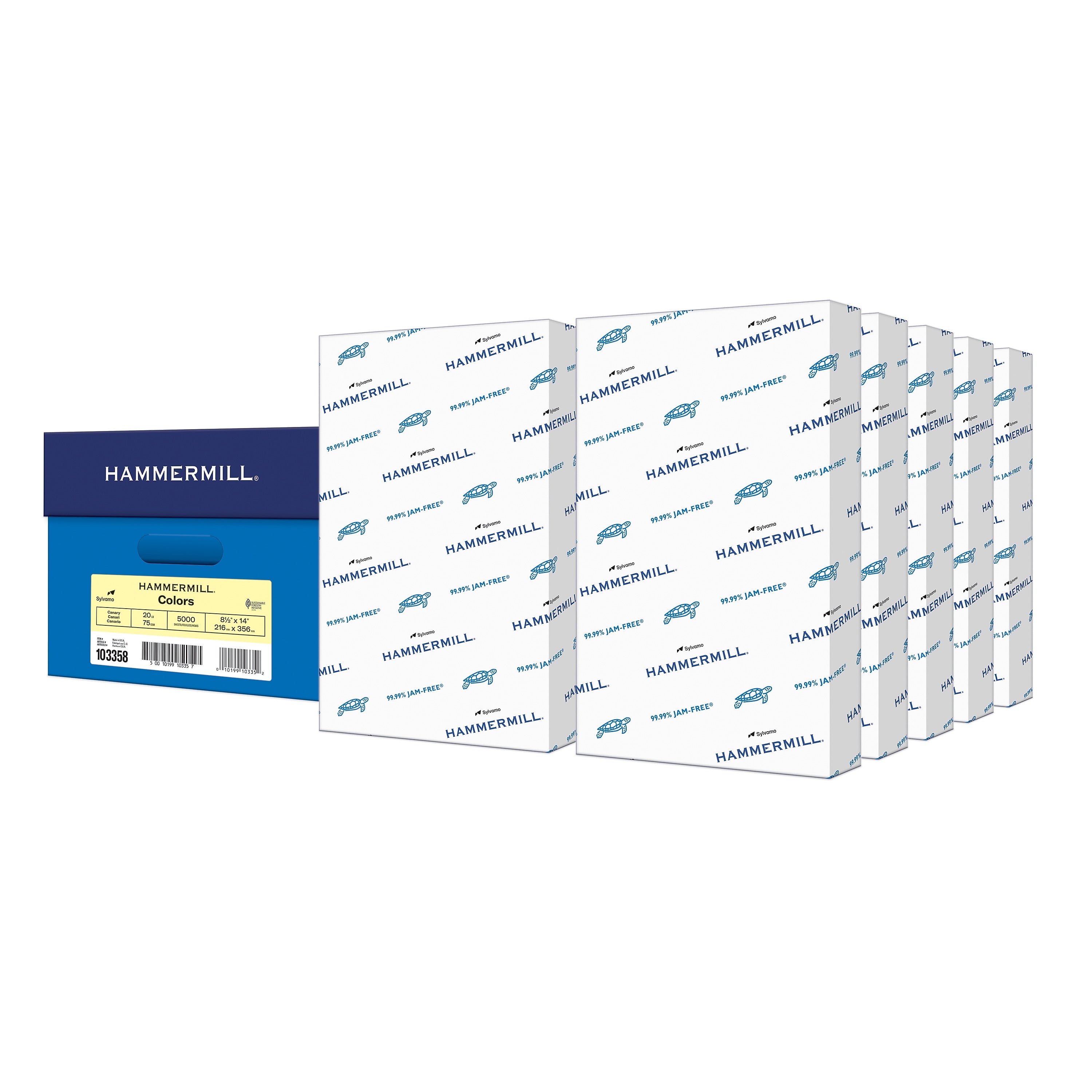 Hammermill 8.5" x 14" Color Copy Paper, 20 lbs., Canary, 500 Sheets/Ream, 10 Reams/Carton (103358)