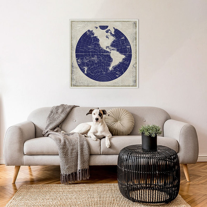 Amanti Art BluePrint Map I by Elizabeth Medley Framed Canvas Wall Art Print, 30" x 30" (A42678299878)