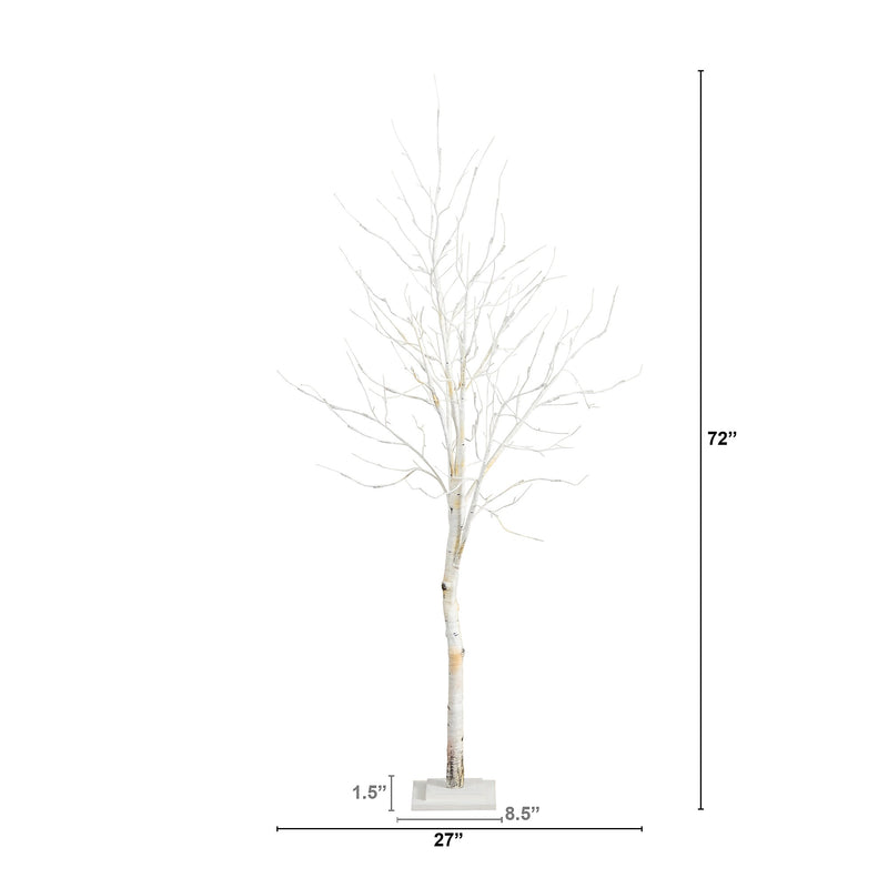 Nearly Natural 6-ft Pre-Lit Artificial White Birch Tree with 90 White LED Lights (T4931)