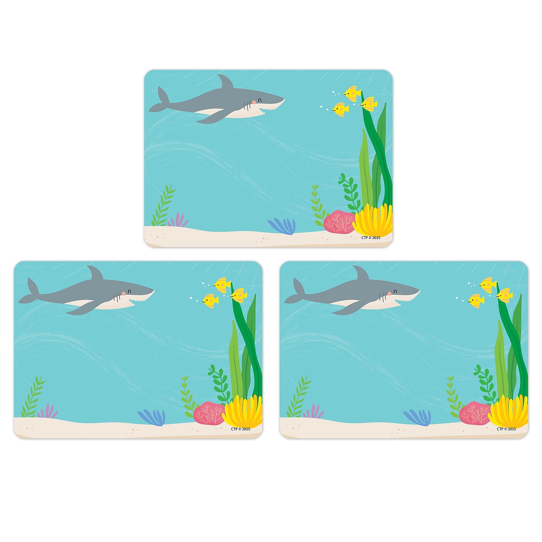 Creative Teaching Press Adhesive Sea Friends School Name Tags, 3.5" x 2.5", 36/Pack, 3 Packs/Bundle (CTP11031-3)