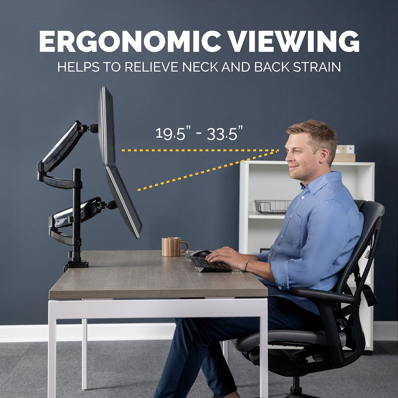 Fellowes Platinum Series Dual Stacking Adjustable Monitor Arm, Up to 27" Monitor, Black (8043401)