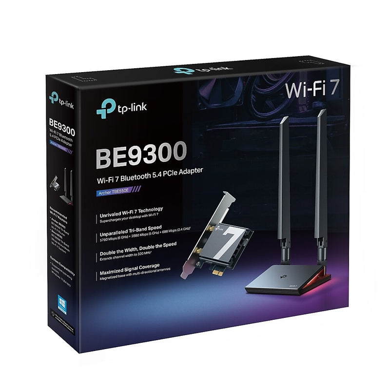 TP-Link BE9300 Wi-Fi 7 5760 Mbps Tri-Band PCIe Wireless Adapter (ARCHER TBE550E)