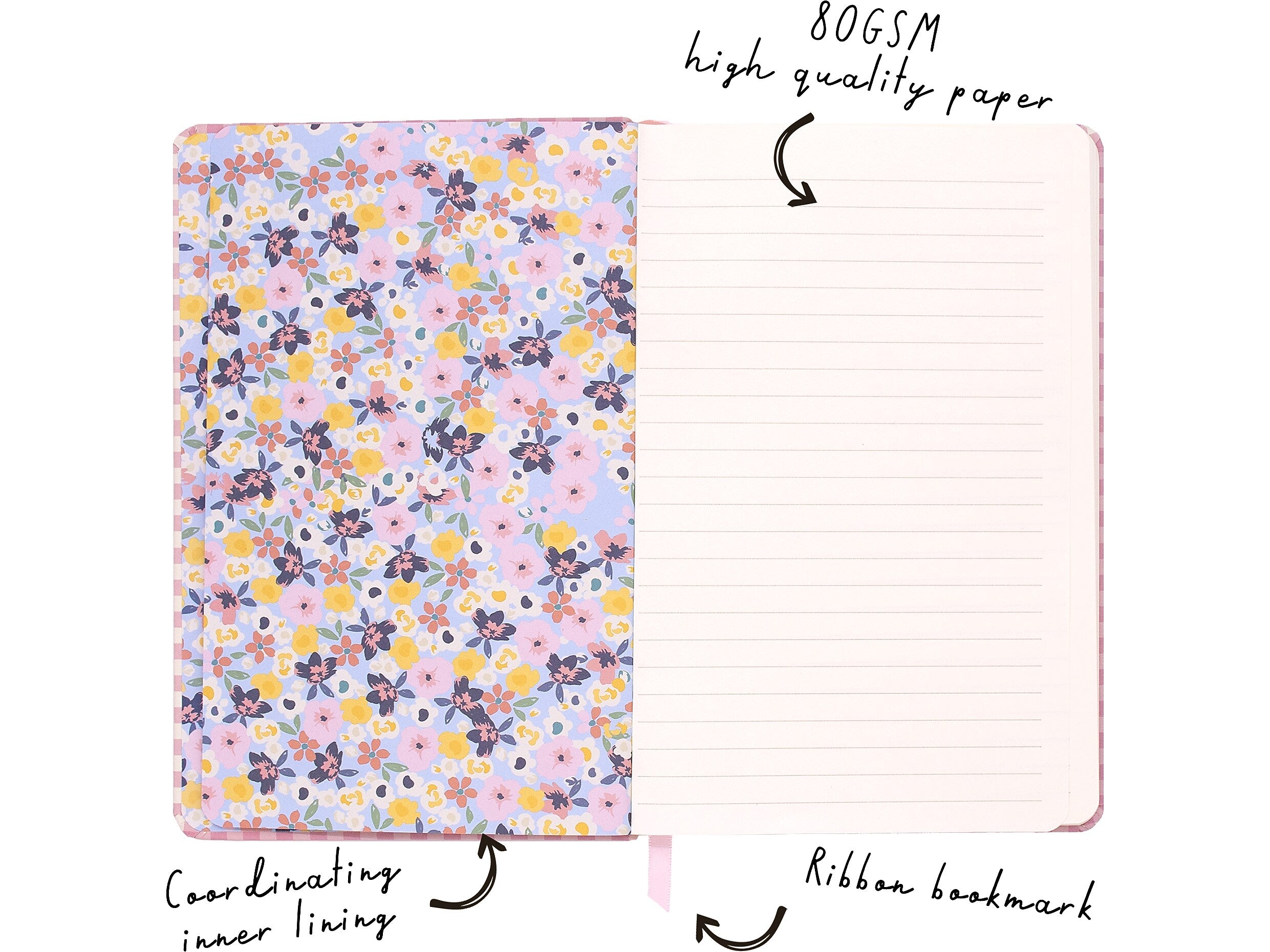 Carpe Diem Ballerina Pink Check Journal, 5.24" x 8.27", Wide-Ruled, Pink/White, 192 Pages (9371-CD)