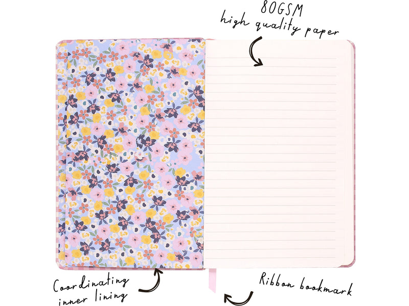 Carpe Diem Ballerina Pink Check Journal, 5.24" x 8.27", Wide-Ruled, Pink/White, 192 Pages (9371-CD)