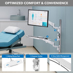 Mount-It! MedHub Wall Mounted, Flexible Workstation With WallTrack for Monitors up to 43", Matte White (MI-16002)