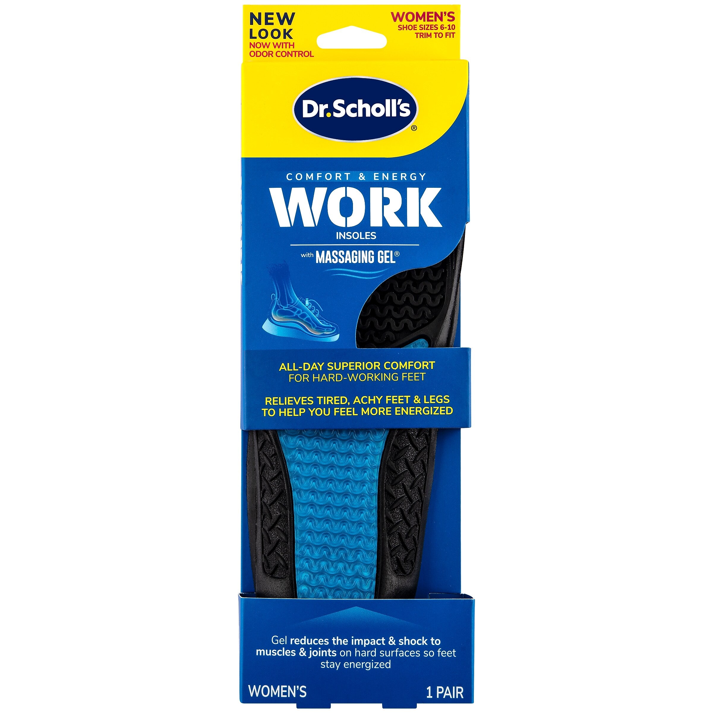 Dr. Scholl's Comfort and Energy Work Massaging Gel Insoles, Women Sizes 6-11, 2/Pair (DSC59064)