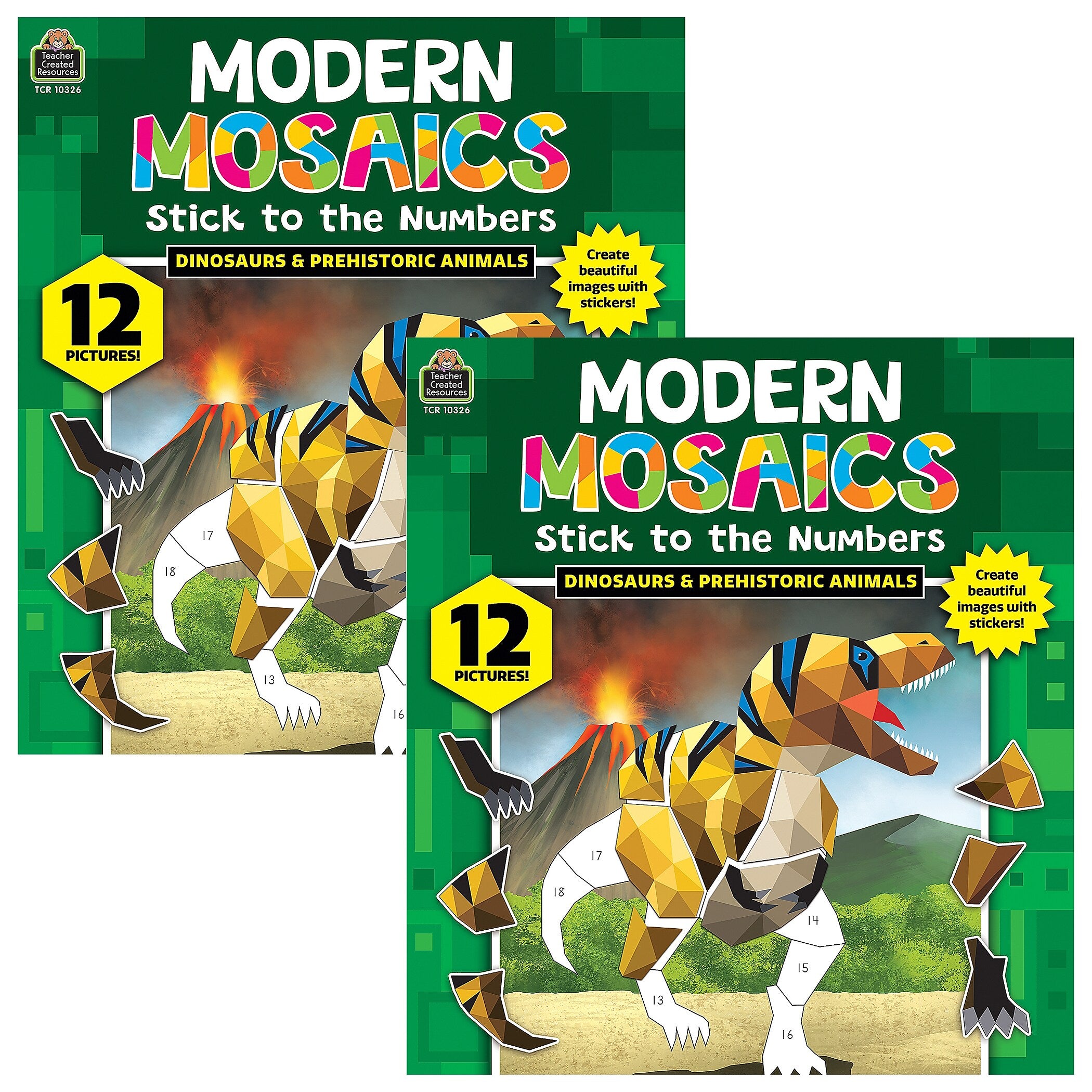 Teacher Created Resources Modern Mosaics: Dinosaurs Activity Book, 2/Bundle (TCR10326-2)
