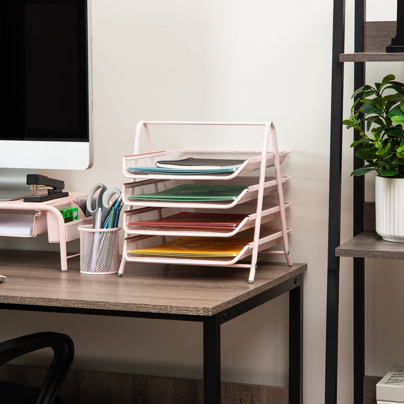 Mind Reader Metal Mesh Front Loading Letter Tray, Letter/Legal Size, Pink (4TPAPER-PNK)