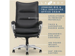 La-Z-Boy Jenkins Ergonomic Bonded Leather Executive Big & Tall Chair, 400 lb. Capacity, Black (60075-BLK)