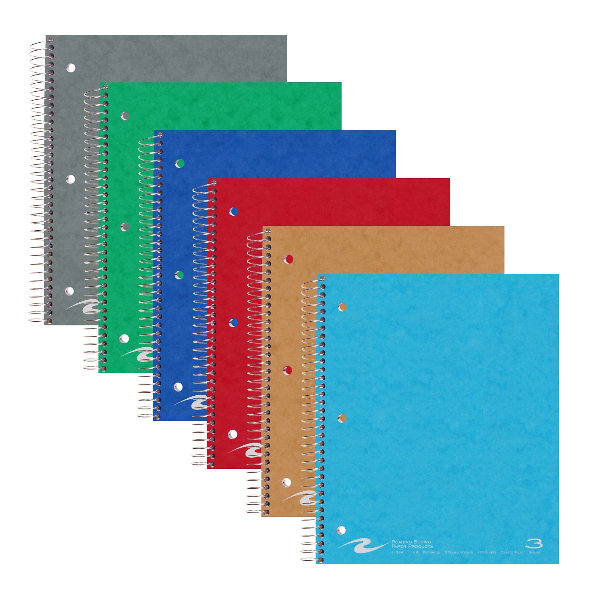 Roaring Spring Paper Products 3-Subject Notebooks, 8.5" x 11", College Ruled, 120 Sheets, /Carton (11384CS)