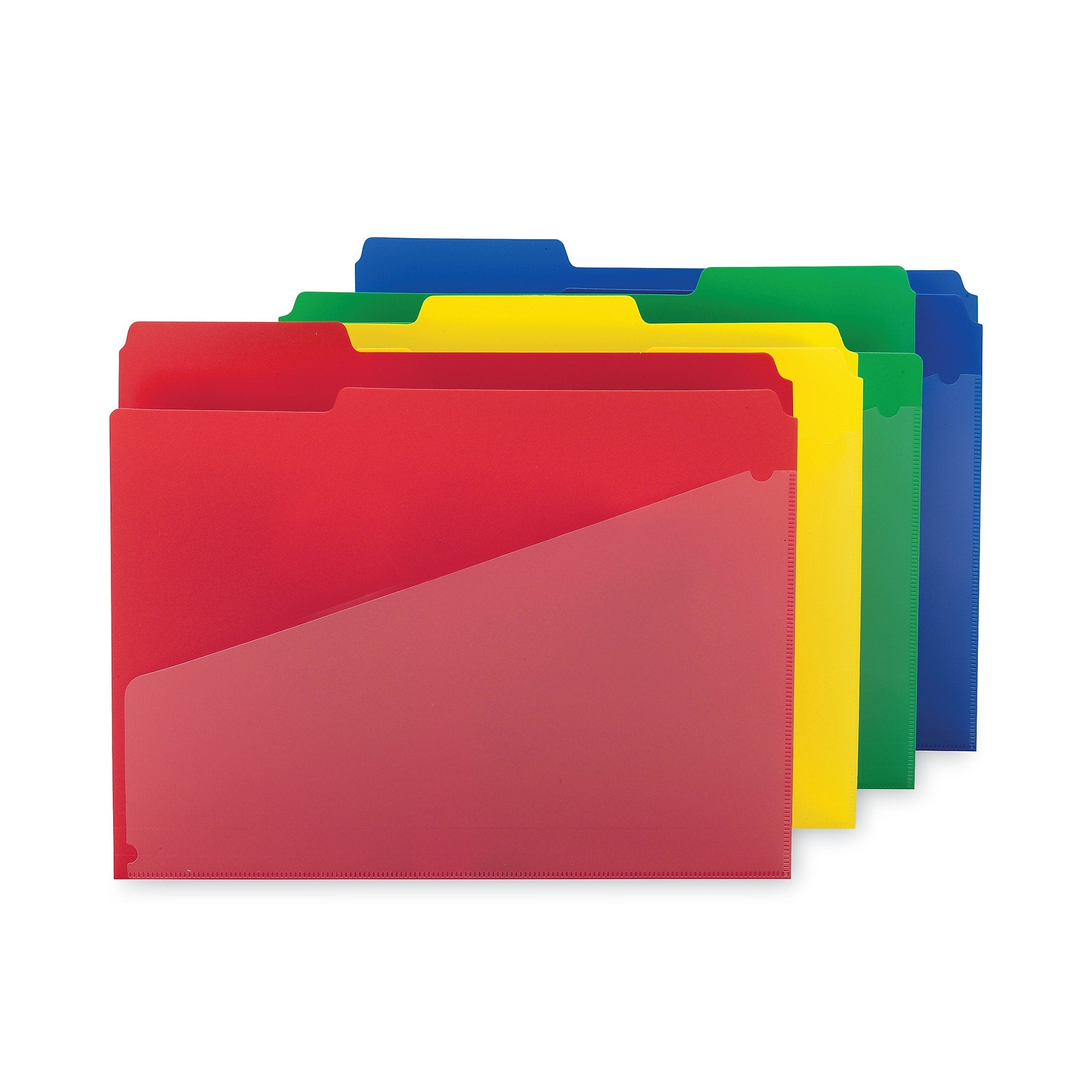 Smead Poly Colored File Folders With Slash Pocket, 1/3-Cut Tabs, Letter Size, 0.75" Expansion, Assorted Colors, 12/Pack