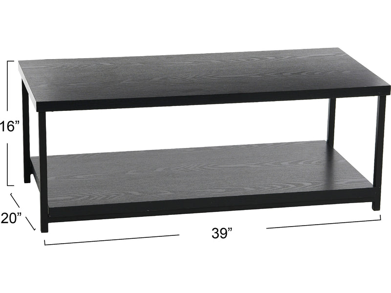 Household Essentials Jamestown 39.4"W x 19.7"D Laminate Coffee Table, Black Oak/Black (8176-1)