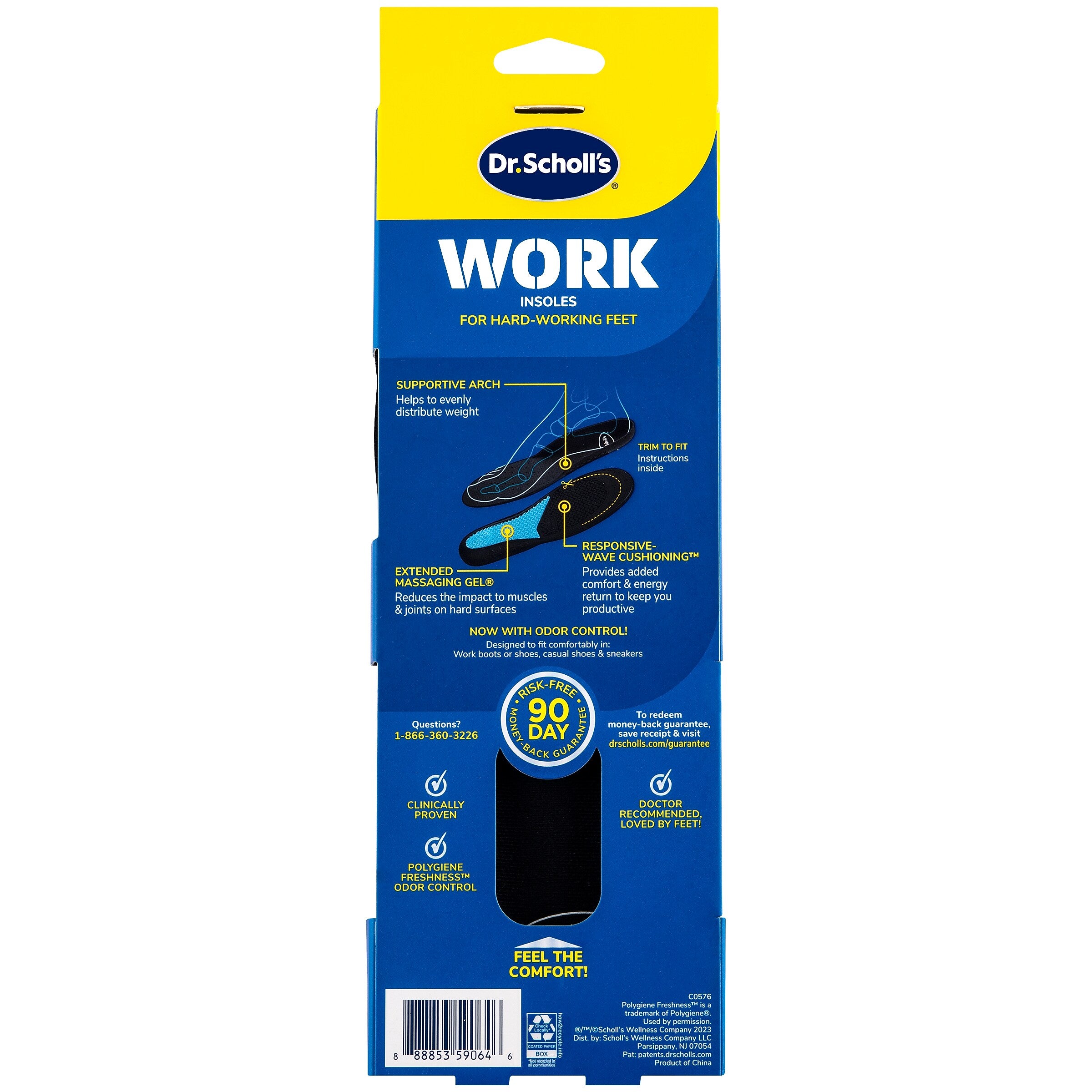 Dr. Scholl's Comfort and Energy Work Massaging Gel Insoles, Women Sizes 6-11, 2/Pair (DSC59064)