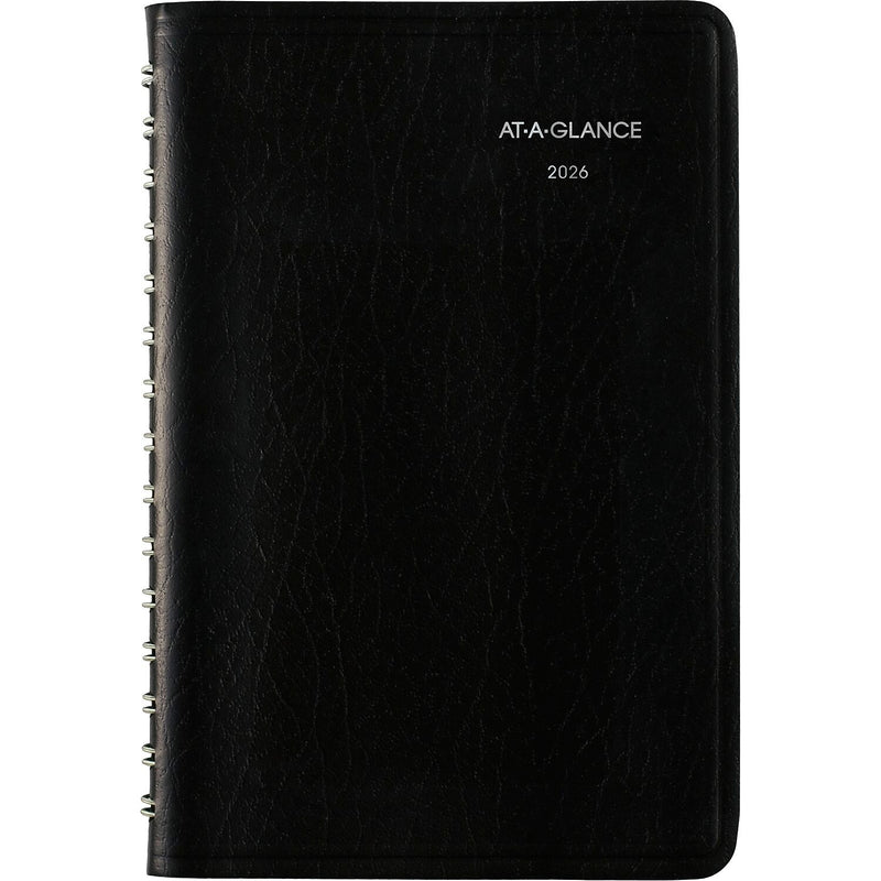 2026 AT-A-GLANCE DayMinder 5" x 8" Daily Appointment Book, Faux Leather Cover, Black (G100-00-26)