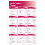 2026 ComplyRight Full Calendar Planner 36" x 24" Yearly Dry Erase Wall Calendar, Burgundy (J0056BU)