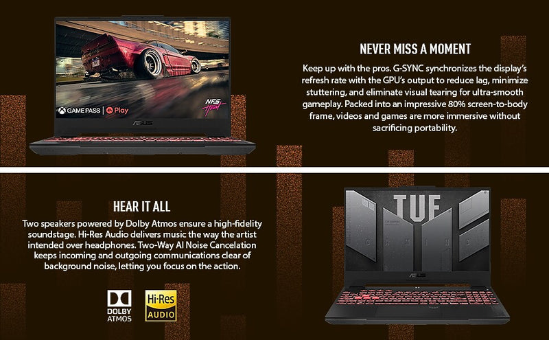 ASUS TUF A15 15.6" FHD 144Hz Gaming Laptop, NVIDIA GeForce RTX 4060, AMD Ryzen 5 7535HS, 16GB RAM, 512GB SSD, Windows 11