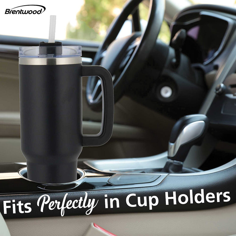 Brentwood Geojug Stainless Steel Double Walled Tumbler Cup, 40 oz., Black (CMB-1200BK)