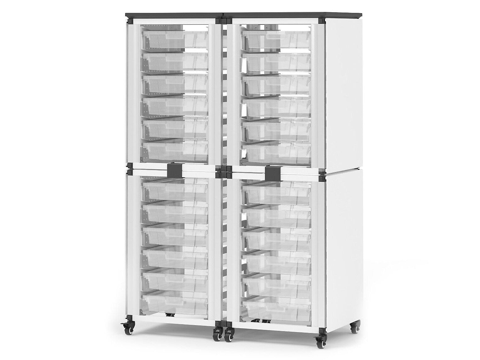 Luxor Mobile 24-Section Stacked Modular Classroom Storage Cabinet, White (MBS-STR-22-24S)