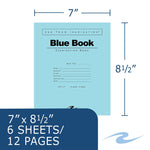 Roaring Spring Paper Products Exam Notebooks, 7" x 8.5", Wide Ruled, 6 Sheets, Blue, 1000/Case (77511CS)