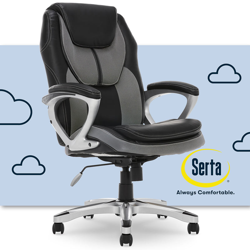 Serta Amplify Ergonomic Faux Leather Swivel Executive Chair, Gray (43673A)
