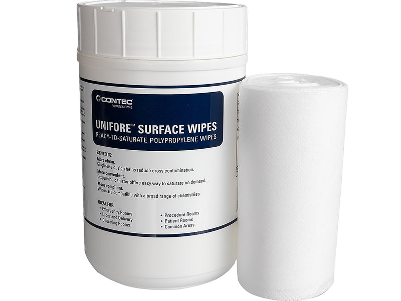 Contec Unifore Polypropylene Cleaning Wipers, 12" x 10", White, 60 Sheets/Roll, 30/Box (PRMW6030)
