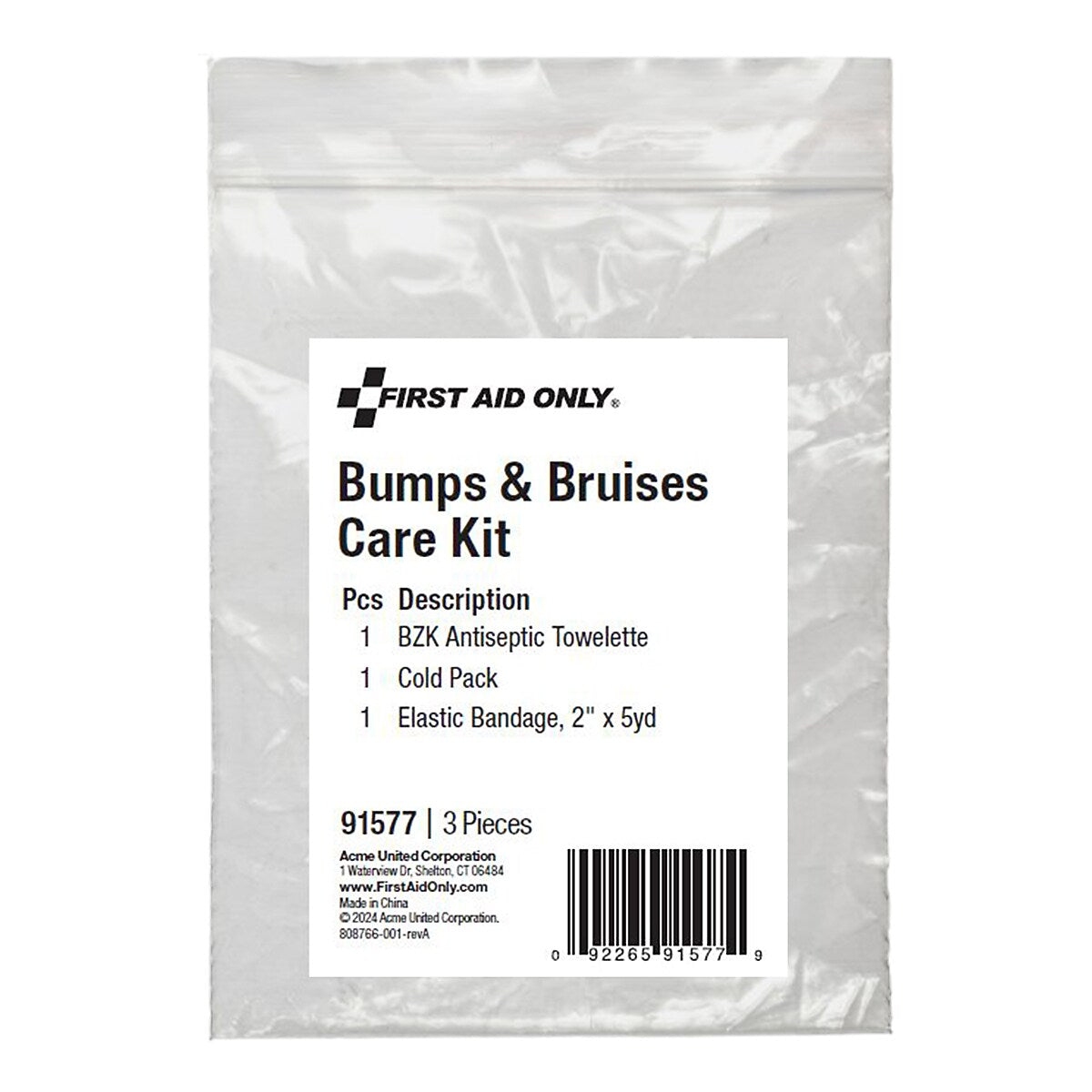First Aid Only Bumps and Bruises Care Kit, 3 Pieces, 25 Packs/Carton (91577)