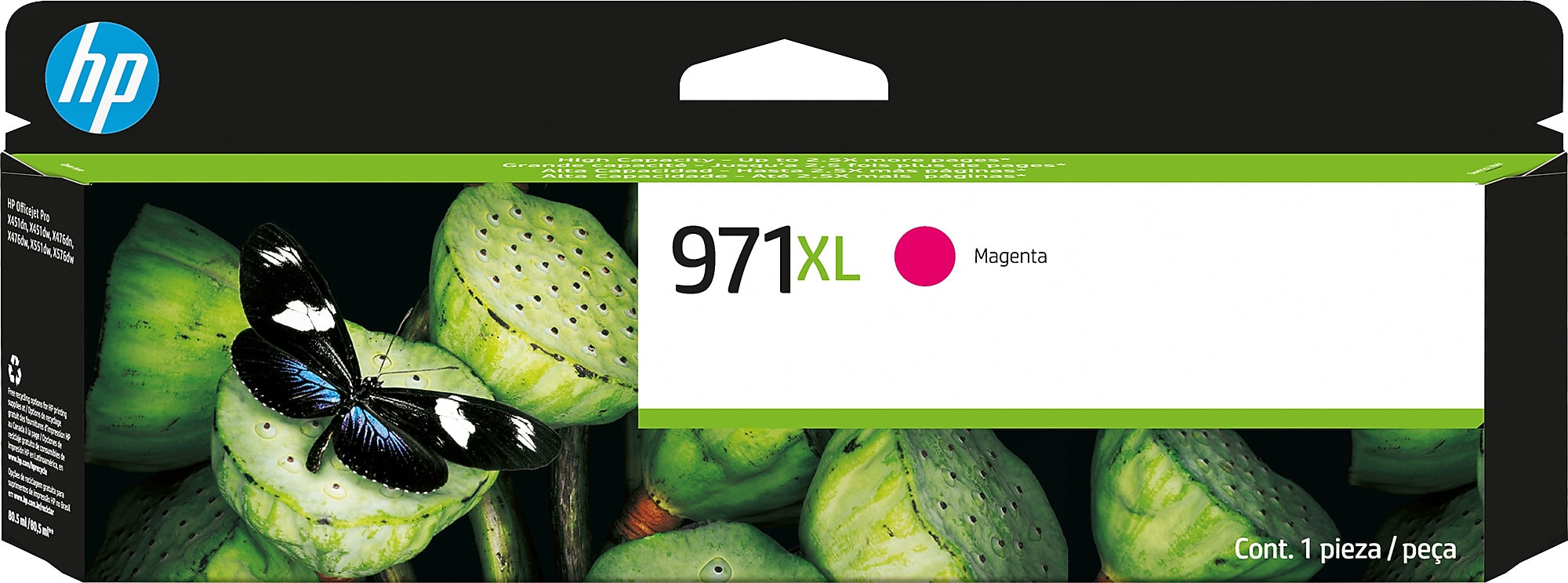 HP 971XL Magenta High Yield Ink Cartridge, Prints Up to 6,600 Pages (CN627AM)