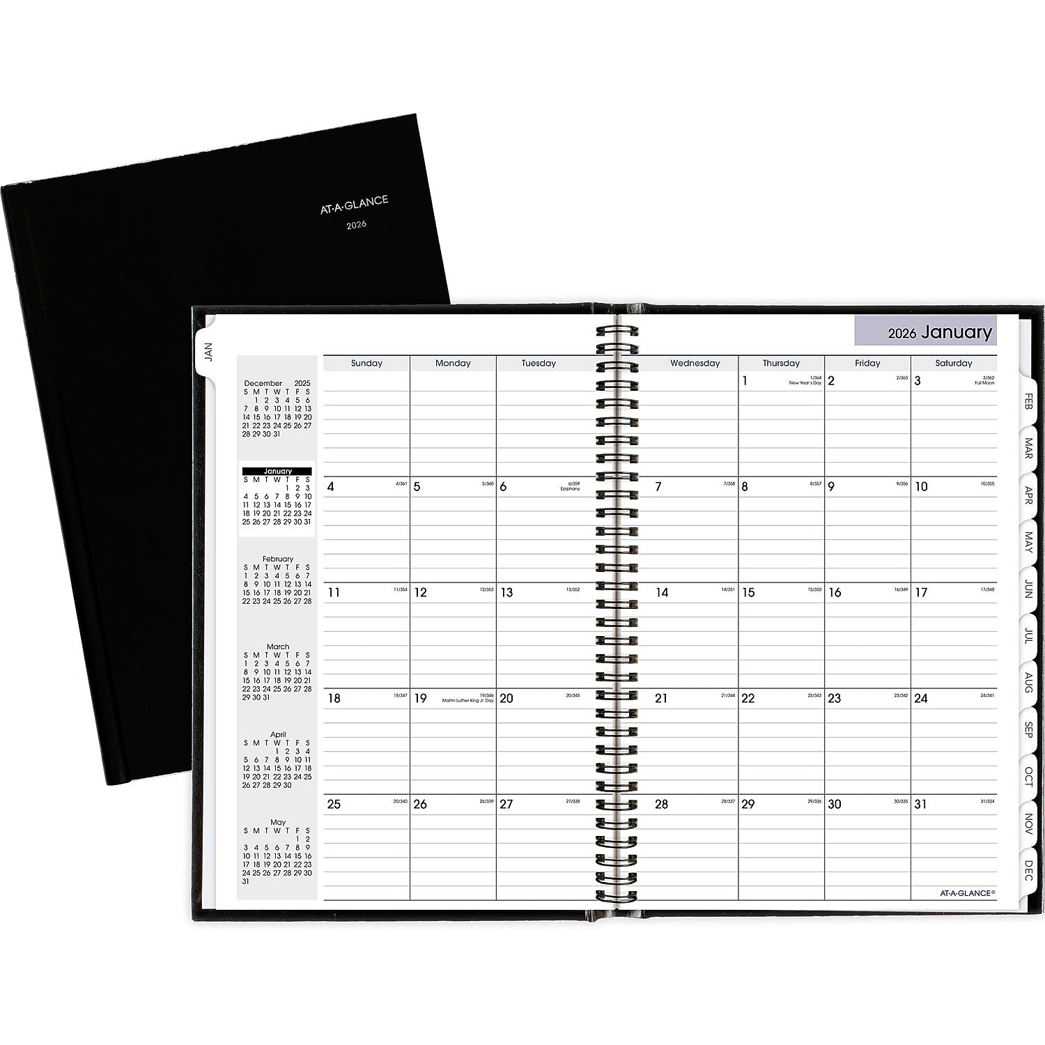 2026 AT-A-GLANCE DayMinder 8" x 11.75" Monthly Planner, Faux Leather Cover, Black (G470H-00-26)
