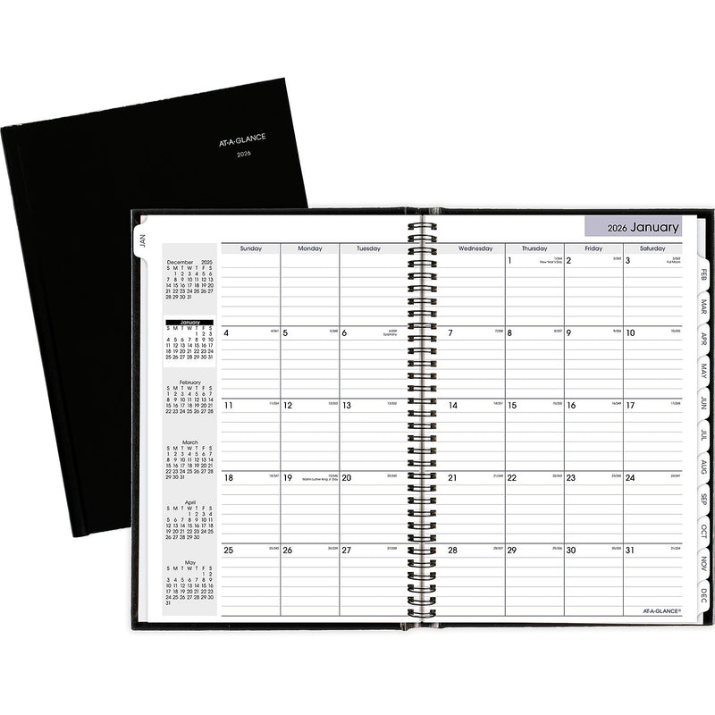 2026 AT-A-GLANCE DayMinder 8" x 11.75" Monthly Planner, Faux Leather Cover, Black (G470H-00-26)