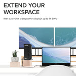 Plugable USB 3 & USB-C Dual 4K Display Docking Station with Displayport and HDMI for Windows & Mac (UD-6950Z)