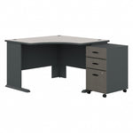 Bush Business Furniture Cubix 48"W Corner Desk with Mobile File Cabinet, Slate/White Spectrum (SRA035SLSU)