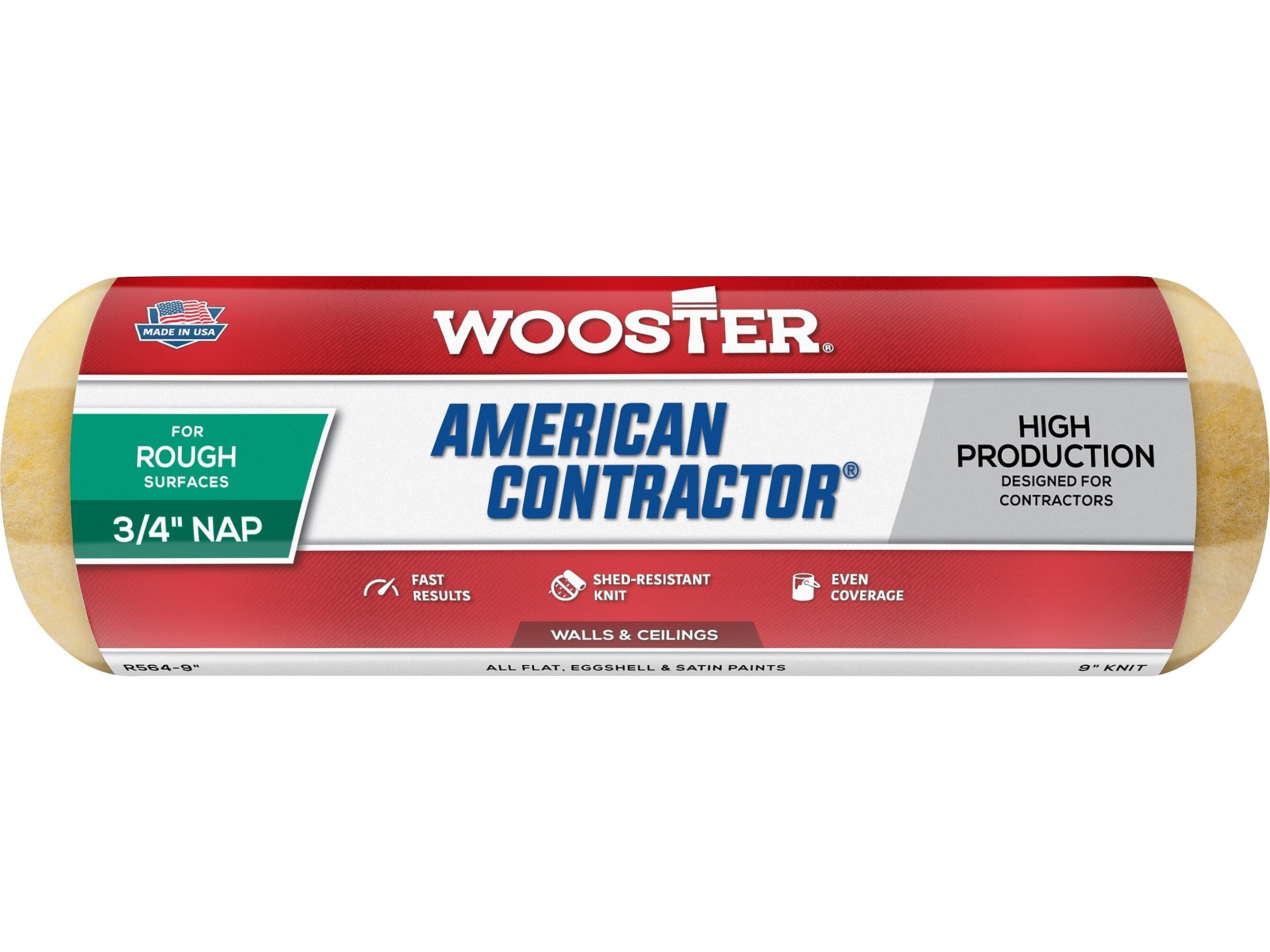 Wooster Brush American Contractor Paint Roller Cover, 9"L, 0.75" Nap, Dozen (00R5640090)