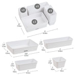 Mind Reader Stackable Plastic Desk Tray Set, White, 25 Pieces (DRORG25-WHT)
