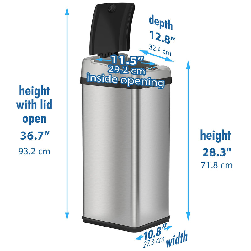 iTouchless Stainless Steel Sensor Trash Can Platinum Edition with AbsorbX Odor Control System, 13 Gal., Silver (IT13RX)
