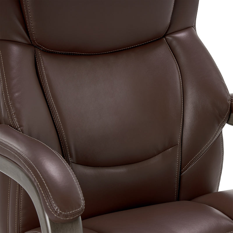 La-Z-Boy Delano Ergonomic Leather Executive Big & Tall Chair, 400 lb. Capacity, Chocolate Brown/Gray (CHR10045C)