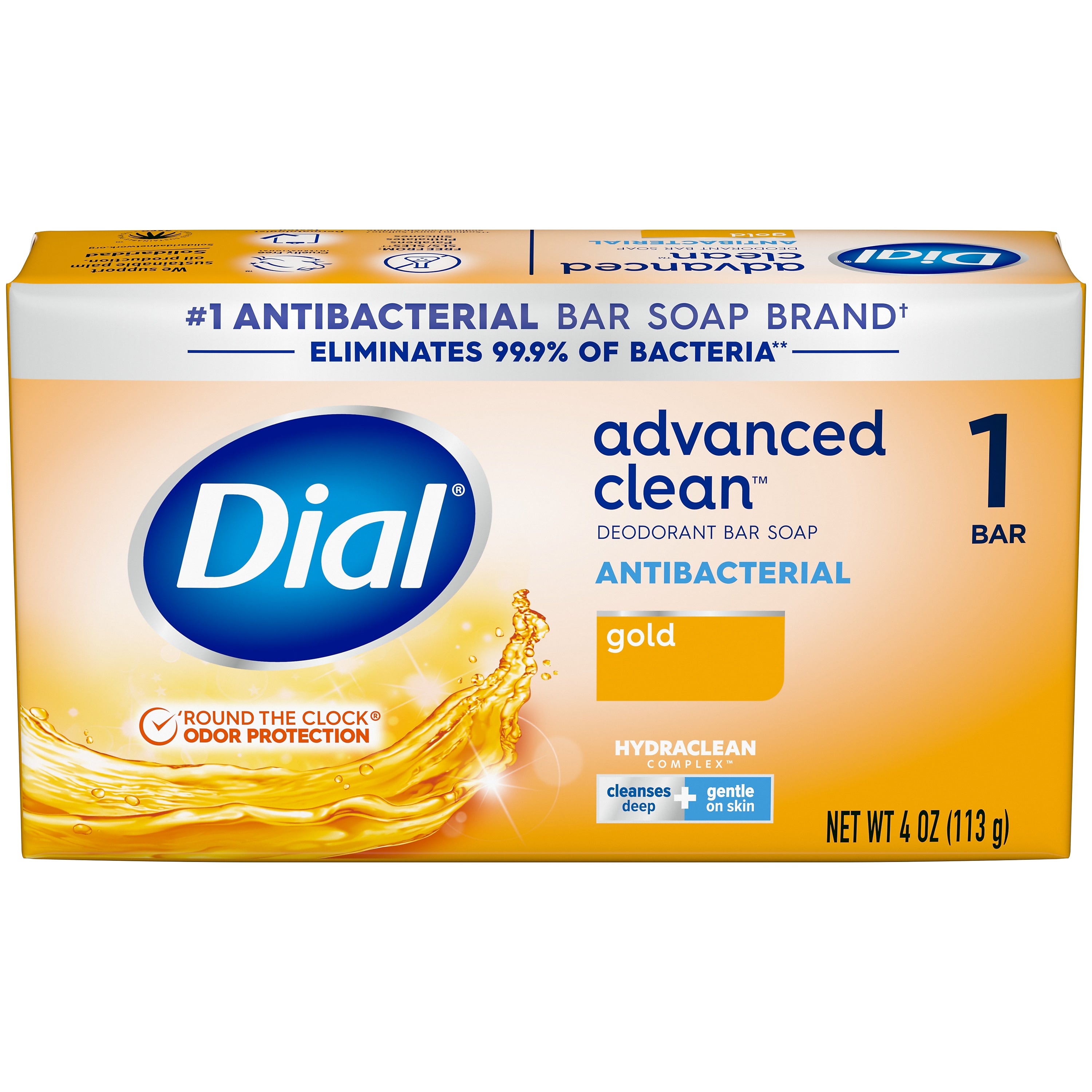 Dial Advanced Clean Antibacterial Bar Soap, Gold Scent, 36/Carton (00052336926172)