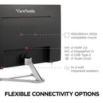 ViewSonic Thin-Bezel 27" 4K Ultra HD 60Hz LED Monitor, Silver (VX2776-4K-MHDU)