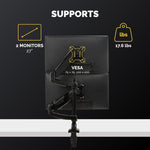 Fellowes Platinum Series Dual Stacking Adjustable Monitor Arm, Up to 27" Monitor, Black (8043401)