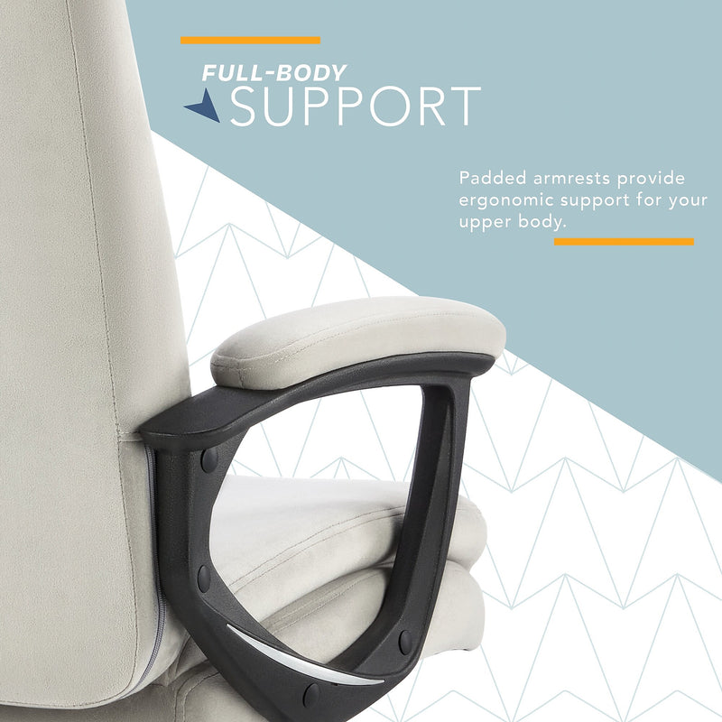 Click365 Ergonomic Velvet Swivel Executive Chair, Gray (CCHR10024C)