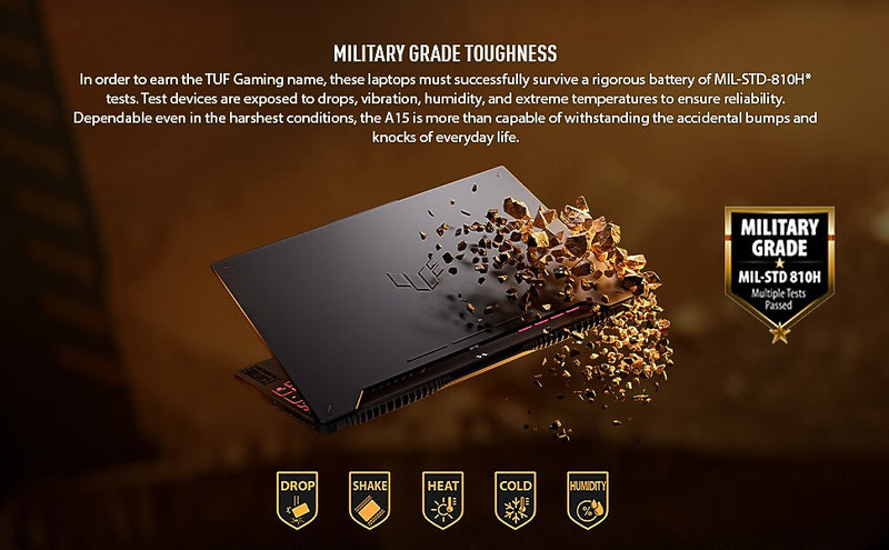 ASUS TUF A15 15.6" FHD 144Hz Gaming Laptop, NVIDIA GeForce RTX 4060, AMD Ryzen 5 7535HS, 16GB RAM, 512GB SSD, Windows 11