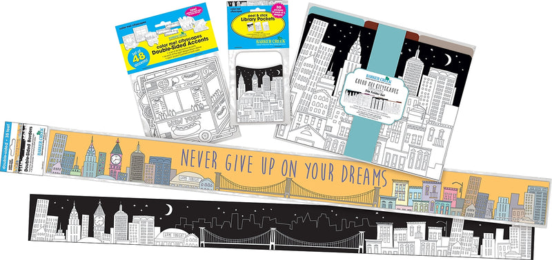 Barker Creek Color Me! Cityscapes Classroom Decor Set, 4 Packs/Set (BC3510)