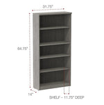 Alera Valencia Series Bookcase, Four-Shelf, 31.75" x 14" x 64.75", Gray