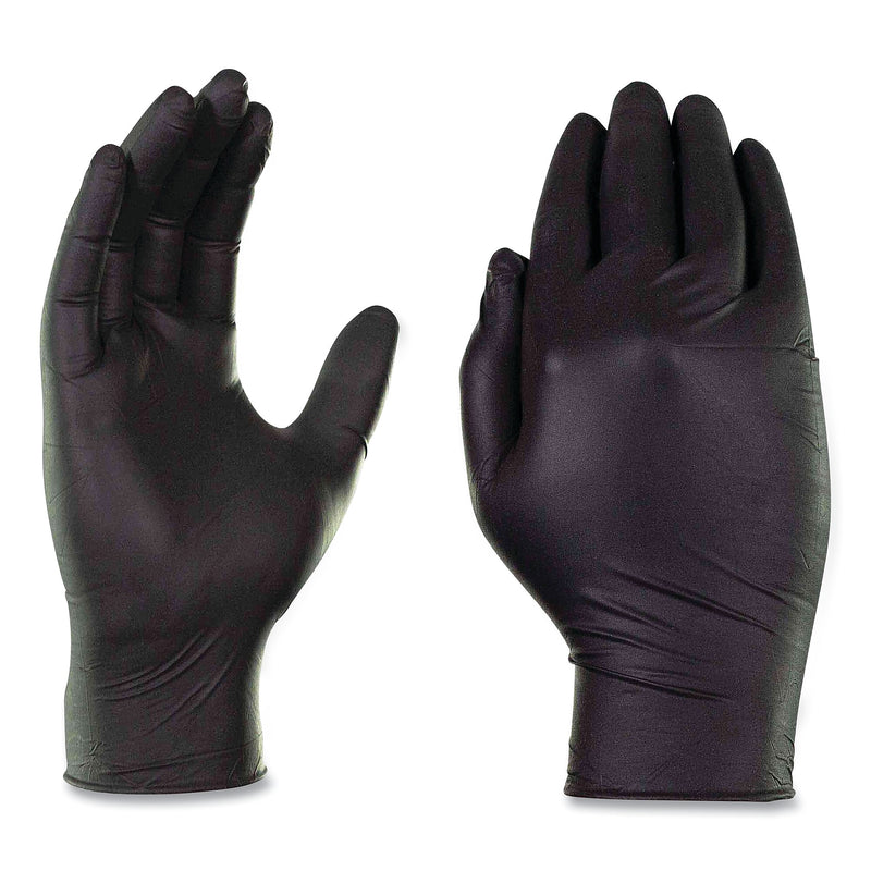 X3 by AMMEX Industrial Nitrile Gloves, Powder-Free, 3 mil, Large, Black, 100/Box, 10 Boxes/Carton
