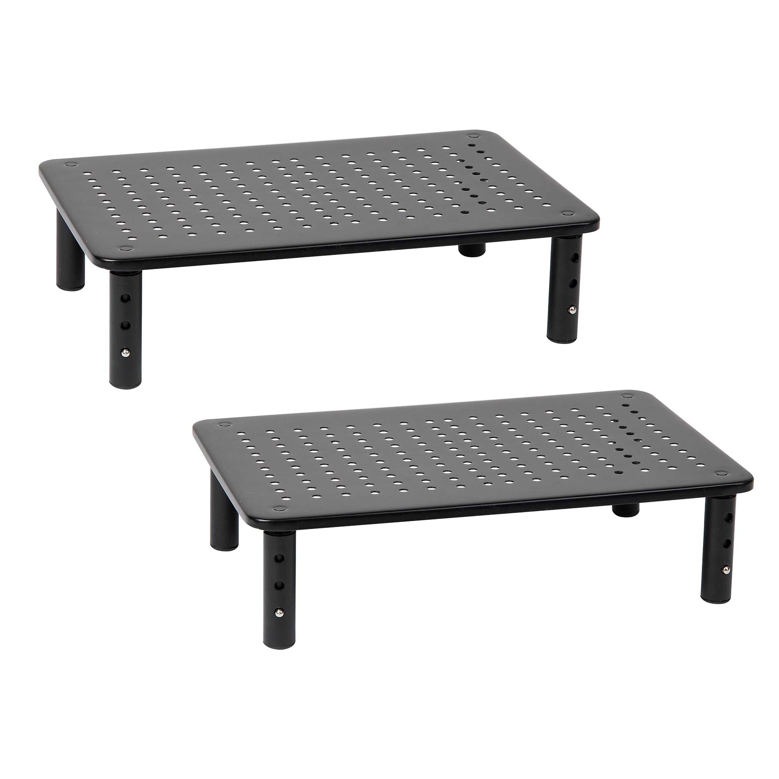 Mind Reader Ventilated Metal Adjustable Monitor Stand, Up to 44 lbs., Black, 2/Pack (4LEGM2PK-BLK)