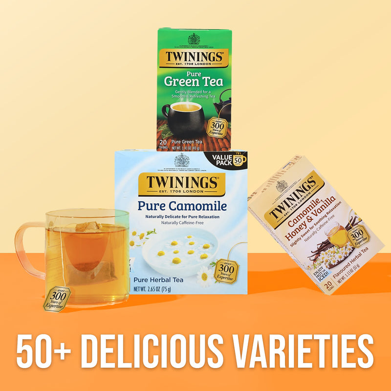 Twinings Pure Camomile Herbal Caffeine FreeTea Bags, 2.65 oz., 50/Box (TNA53651)