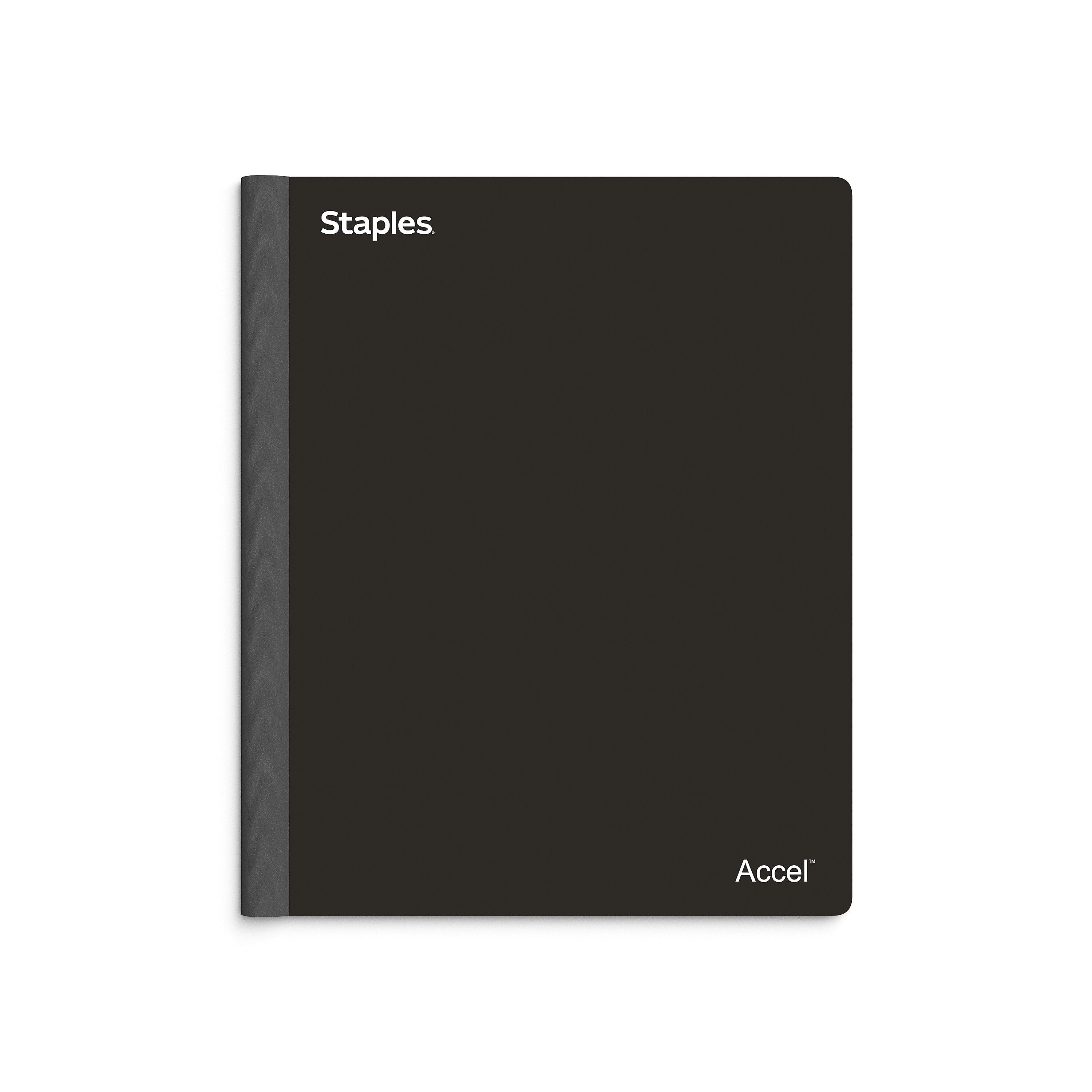 Staples Premium 3-Subject Notebook, 8.5" x 11", College Ruled, 150 Sheets, Black (ST58329)