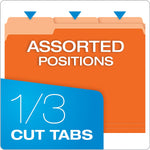 Pendaflex Recycled File Folder, 1/3-Cut Tab, Assorted, Letter Size, Orange, 100/Box (4210 1/3 ORA)