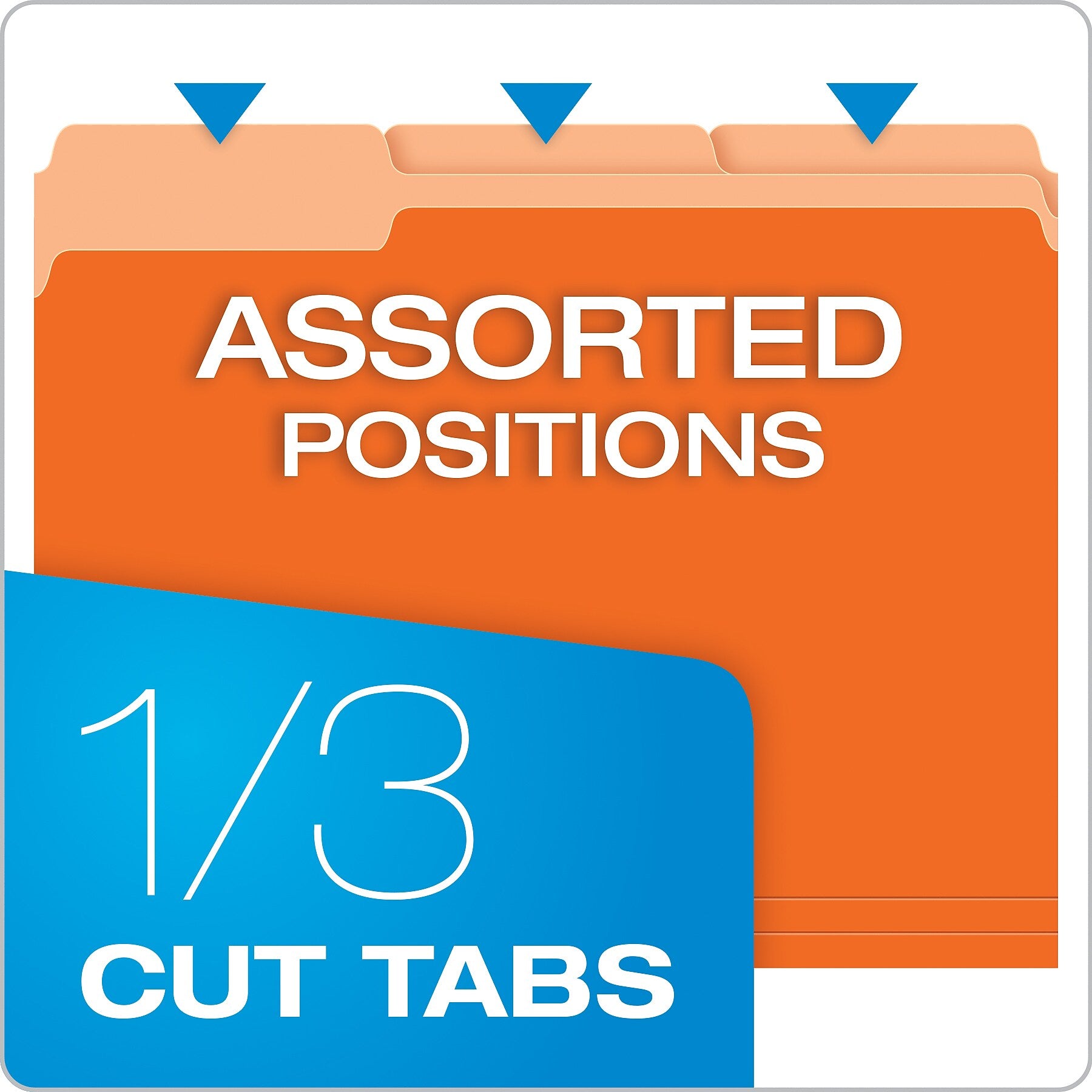Pendaflex Recycled File Folder, 1/3-Cut Tab, Assorted, Letter Size, Orange, 100/Box (4210 1/3 ORA)