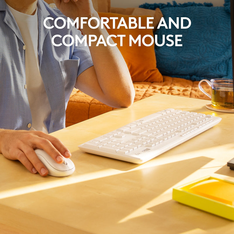 Logitech MK295 Silent Keyboard and Mouse Combo, Off White (920-009783)