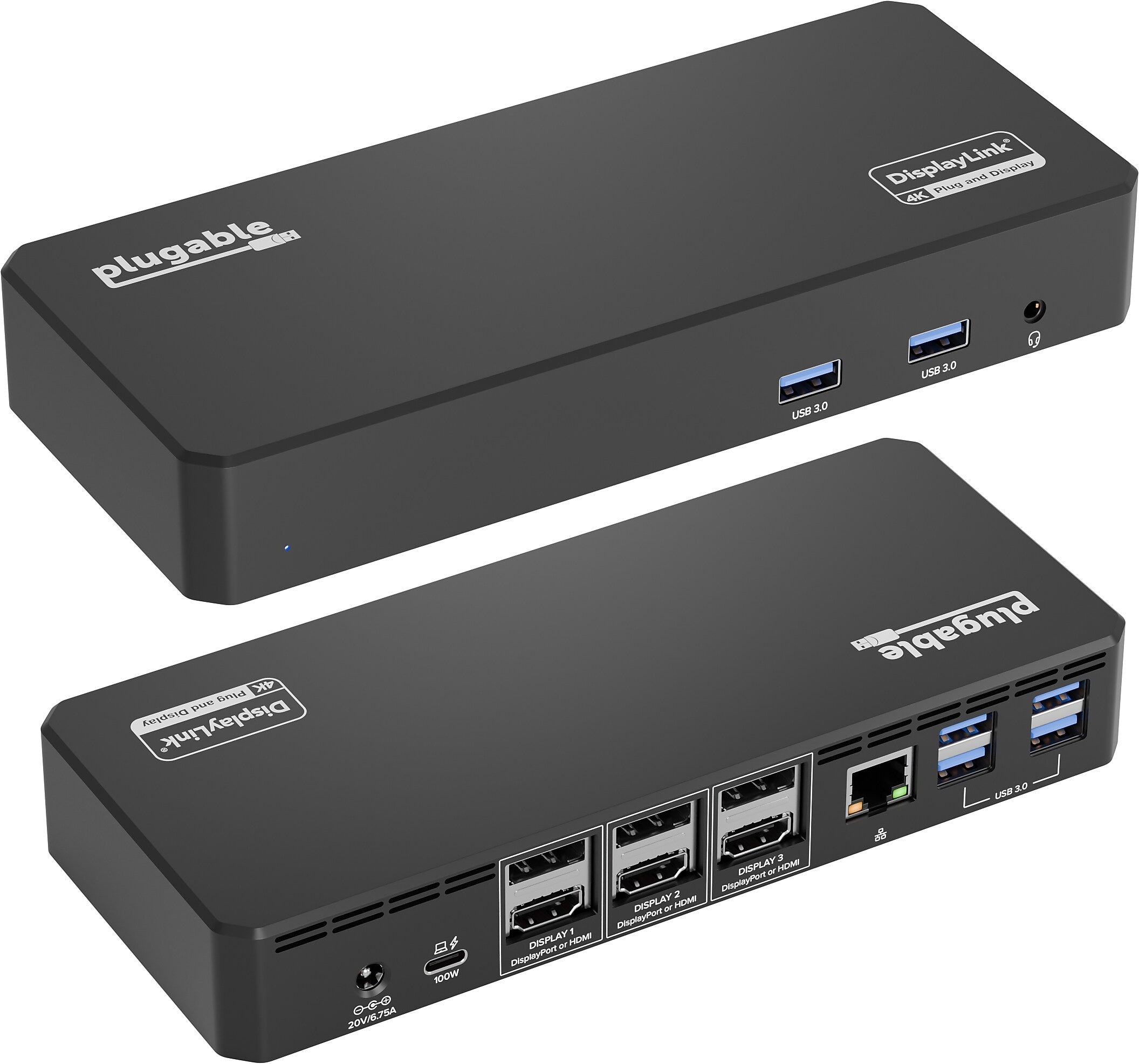 Plugable USB-C Triple 4K HDMI and DisplayPort Display Docking Station (UD-6950PDZ)